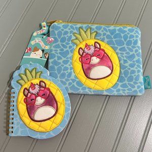 NWT Official Squishmallow Lola the Unicorn Pencil Pouch and Notepad Set